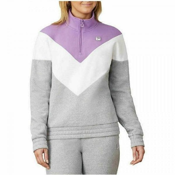 Fila Tops - NWT Fila Quarter Zip Retro Style Purple/White/Gray Colorblock Size S